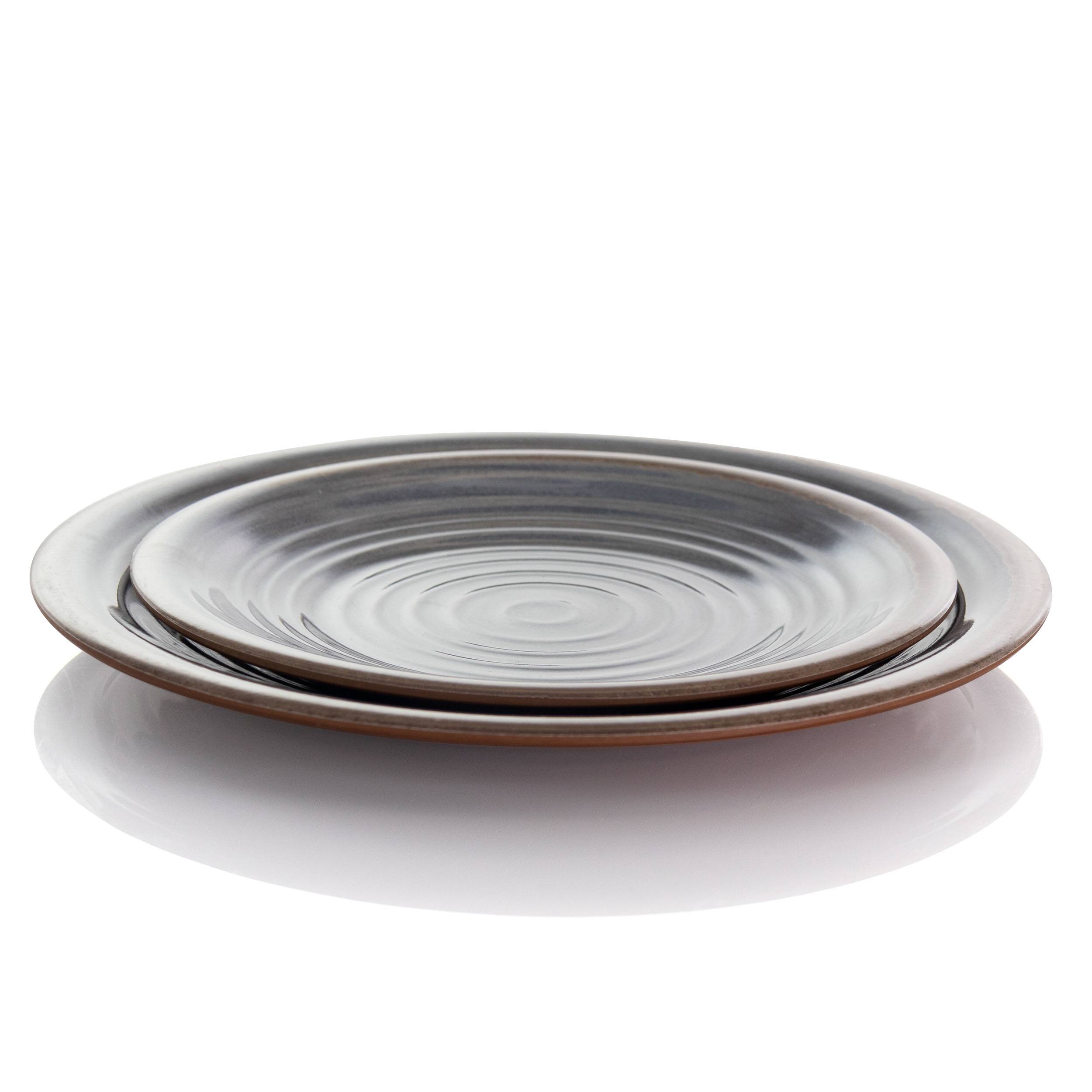 Alt View 5. Elama - Elama Stone Oak 12 Piece Lightweight Melamine Dinnerware Set in Black - Black.