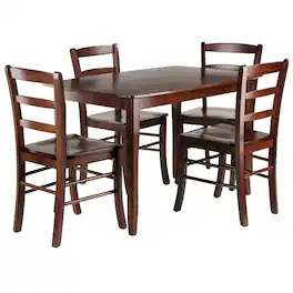 Winsome Wood - Inglewood 5-Pc Dining Table with Ladder-back Chairs - Walnut