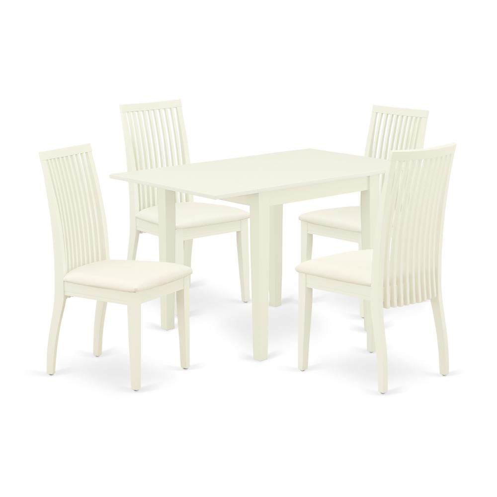 Left. East West Furniture - Dining Room Set Linen White - Brown.