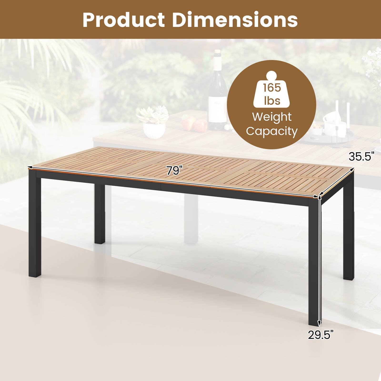 Product Dimensions  
165 lbs Weight Capacity  
79" x 35.5" x 29.5"