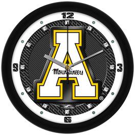 MpDirect - Appalachian State Mountaineers 11.5'' Suntime Premium Glass Face Carbon Fiber Wall Clock - Multicolor