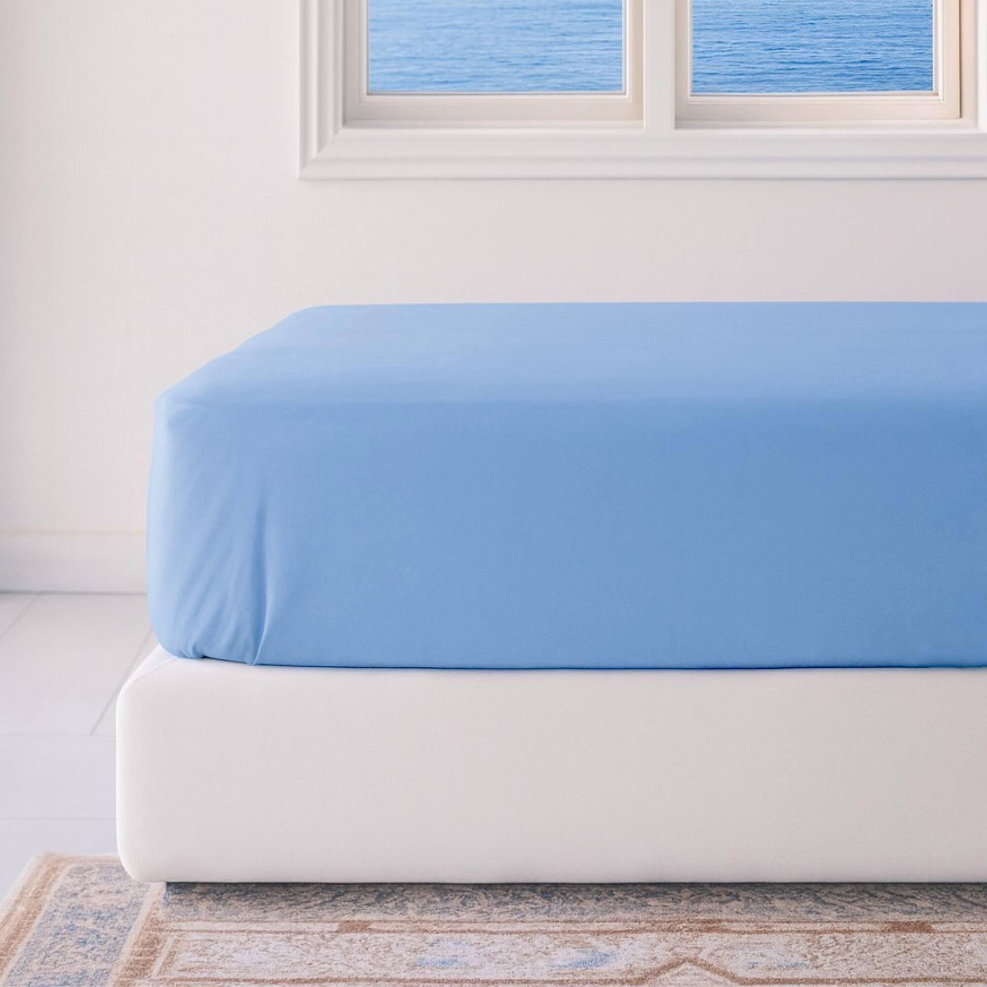 Angle. BedVoyage - Luxury 100% viscose from Bamboo Fitted Sheet - Ocean.
