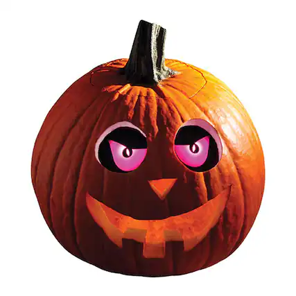 Front. Funworld - Eerie Light-Up Pumpkin Eyes Halloween Decoration | Purple - Purple.