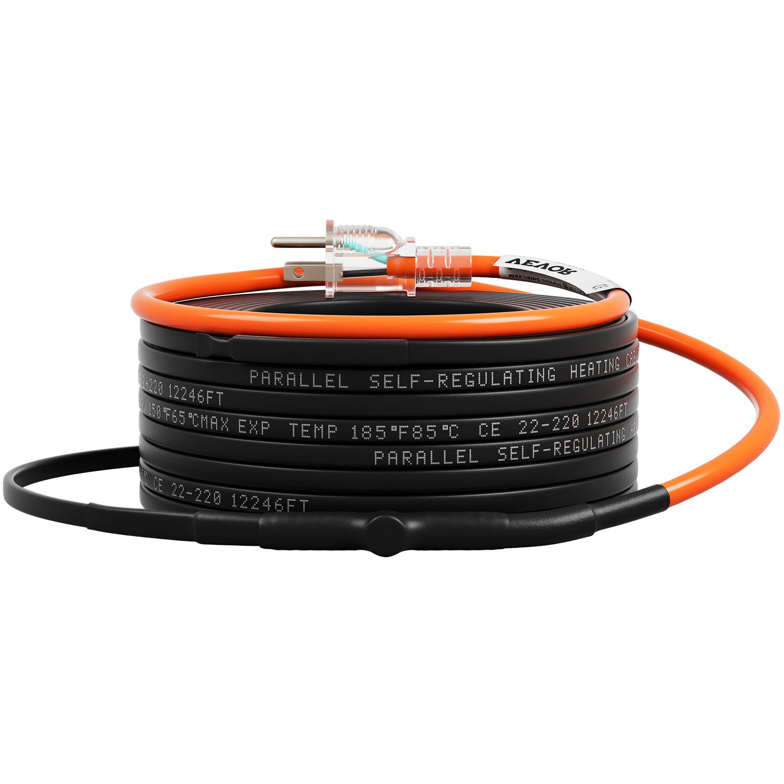 A i AE HEATING  
220 PARALLEL SELF-REGULATING  
12246FT  
158 501F65CMAX F65 12246F  
"CMAX EXP TEMP 185"F85C CE 22-220  
B PARALLEL SELF-REGULATING  
DE 22-220 12246FT