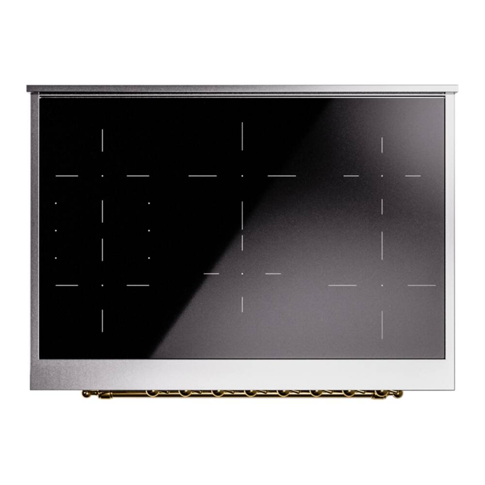 Alt View 8. ILVE - ILVE Nostalgie II Series 36 in. Induction Range with 6 Induction Elements (Brass Trim) - Stainless Steel.