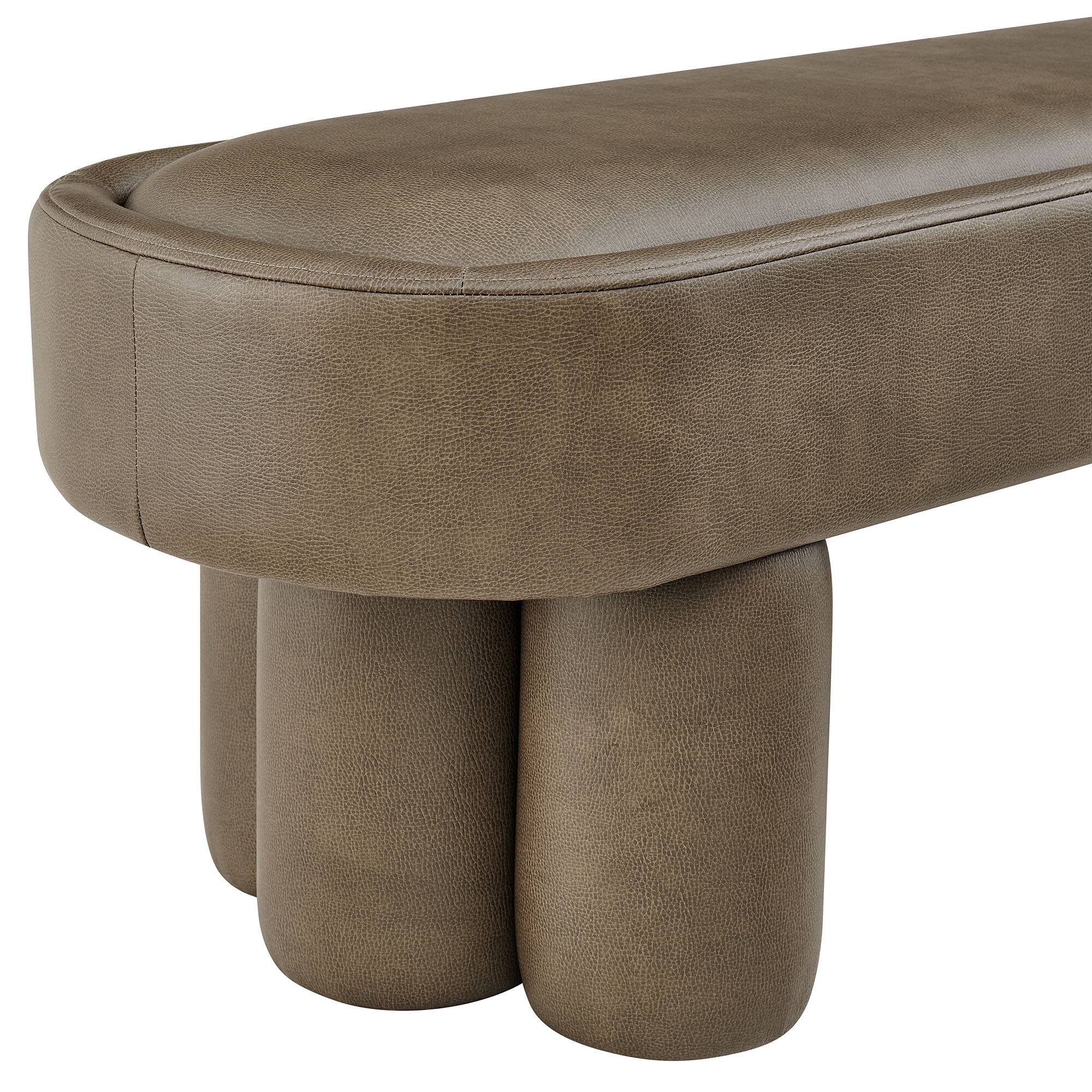 Alt View 4. Modway - Mossi 52-Inch Oval Vegan Leather Bench by Modway - Mushroom.