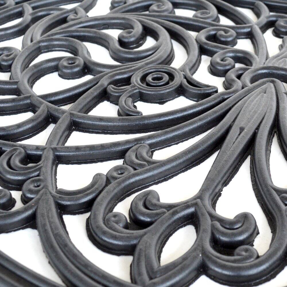 Alt View 1. AmeriHome - AmeriHome Arc Shape Decorative Scrollwork Rubber Entry Mat 18 in. x 30 in. 2 Piece Set - Black.