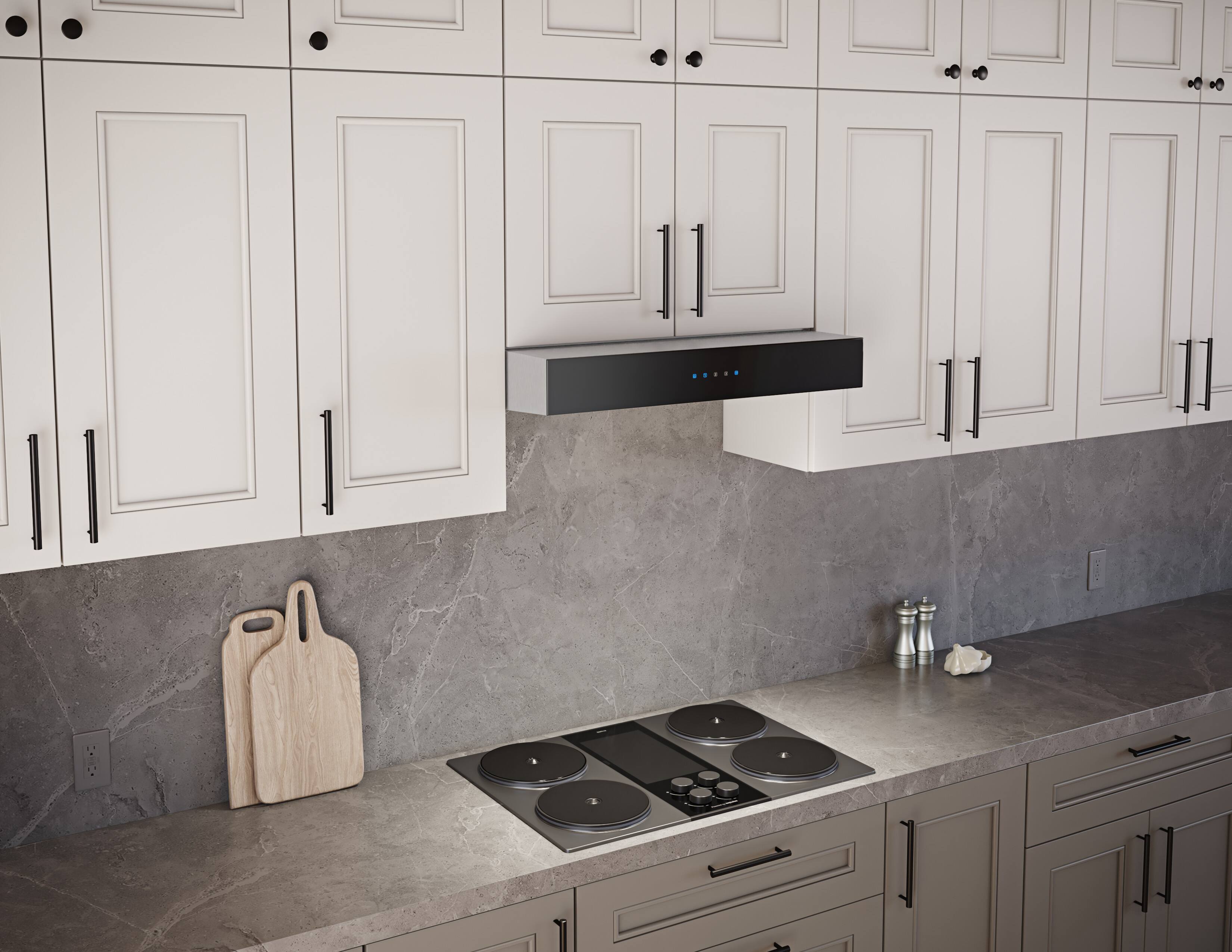 Alt View 14. Zephyr - Vetro 30 in. 500 CFM Under Cabinet Mount Range Hood with LED Light - Black.