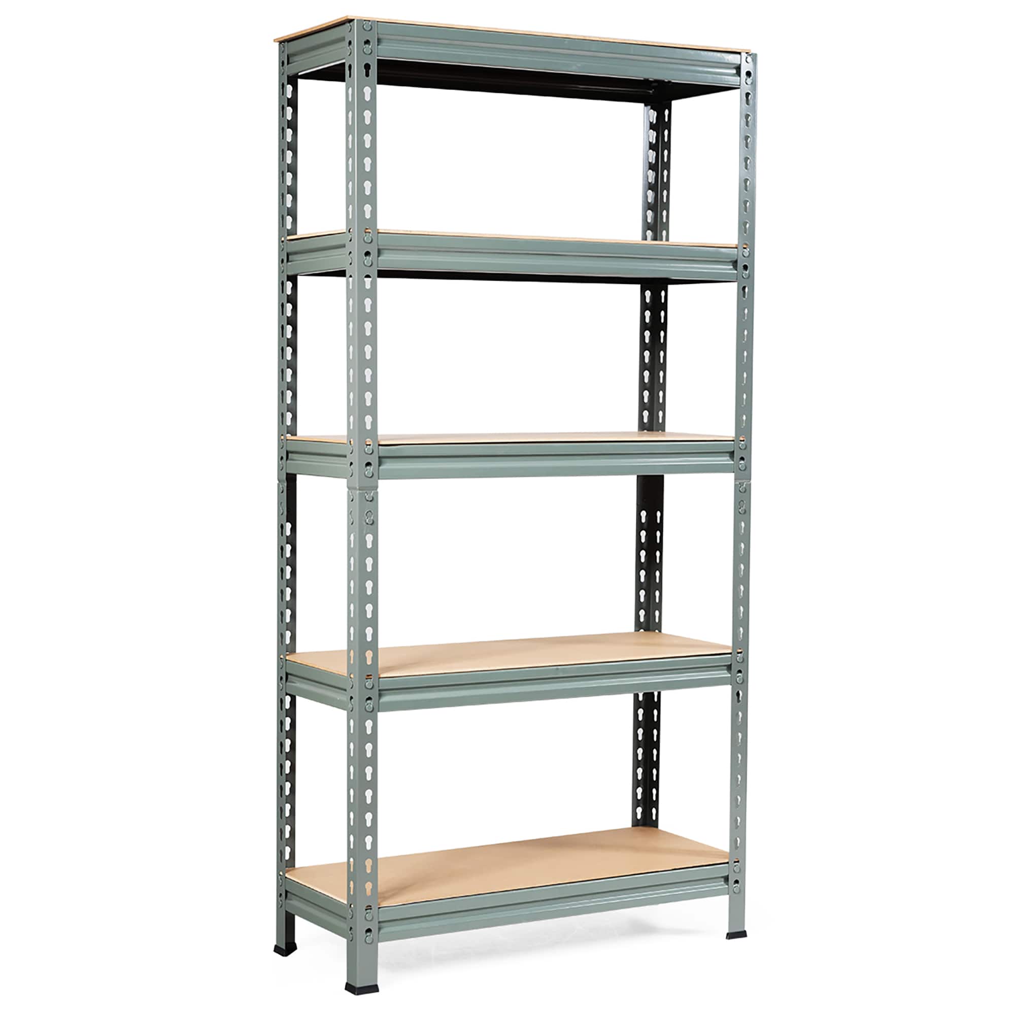 Costway - 5-Tier Metal Storage Shelves 60" Garage Rack W/Adjustable Shelves - Brown,Grey