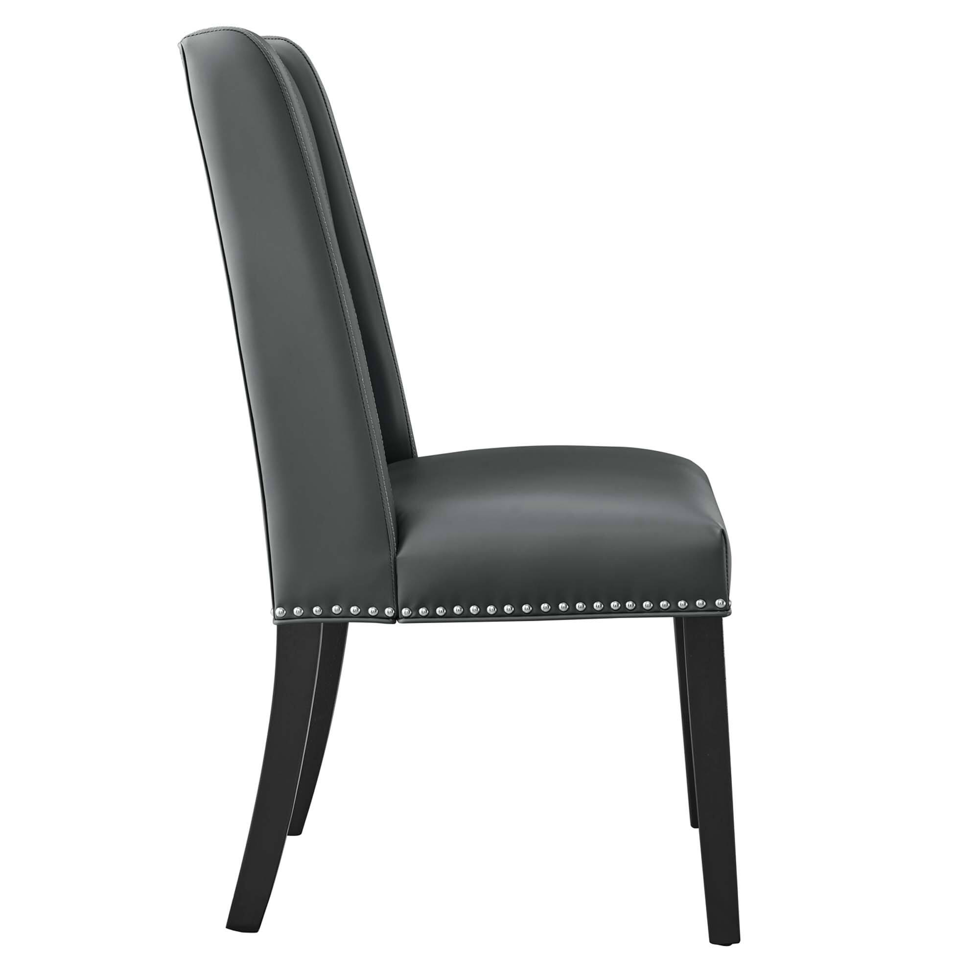 Left. Modway - Baron Vegan Leather Dining Chair by Modway - Gray.