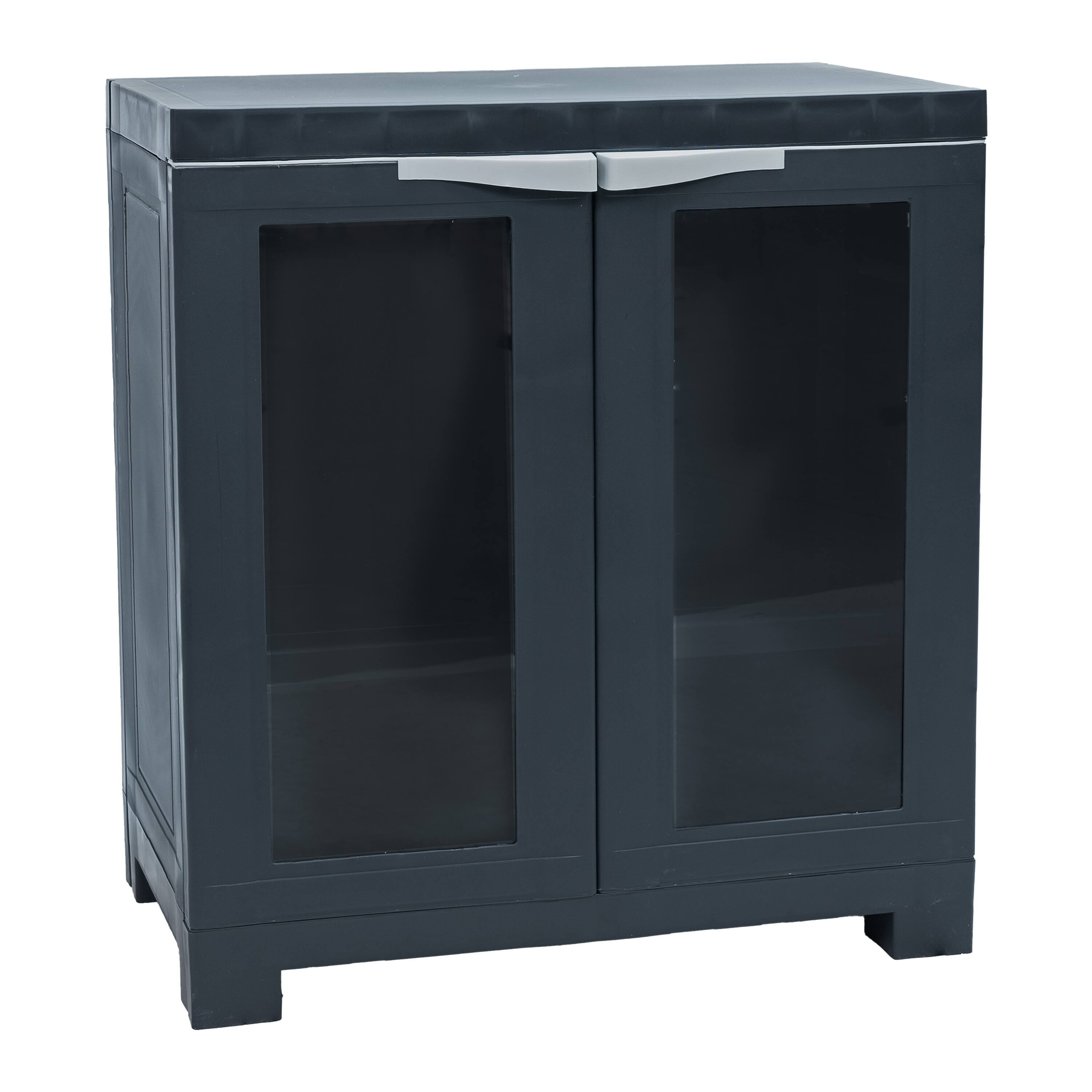 Sunnydaze - Window-Front Storage Cabinet with Adjustable Shelf - Charcoal