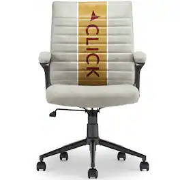 Click365 - Executive Office Desk Chair with Padded Wrap Backrest & Arms Ergonomic Leather Office Chair with Lumbar Support - Gray