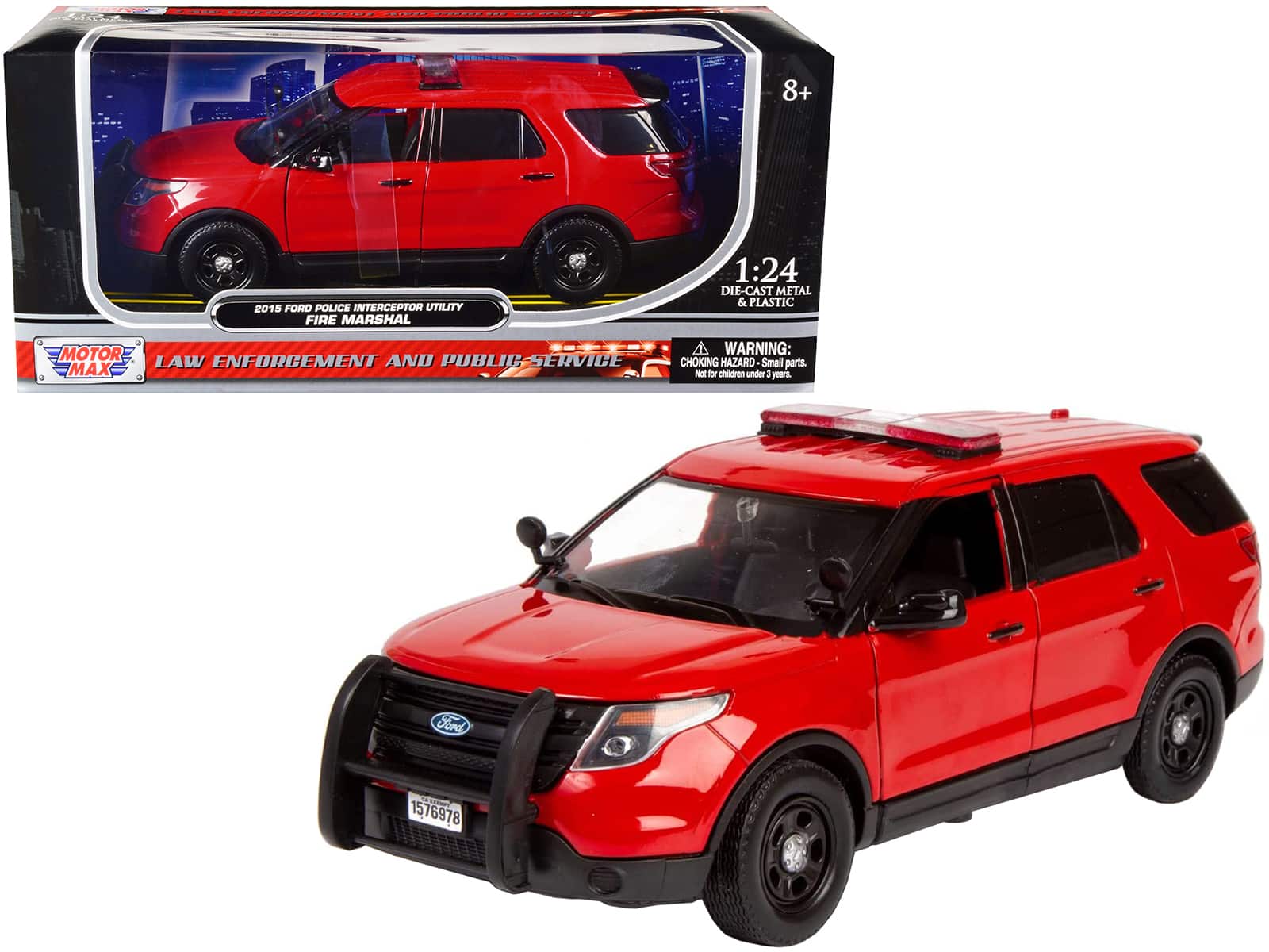 "2015 Ford Police Interceptor Utility ""Fire Marshal"" Plain Red 1/24 Diecast Model Car by Motormax" price history on PriceWatchPro