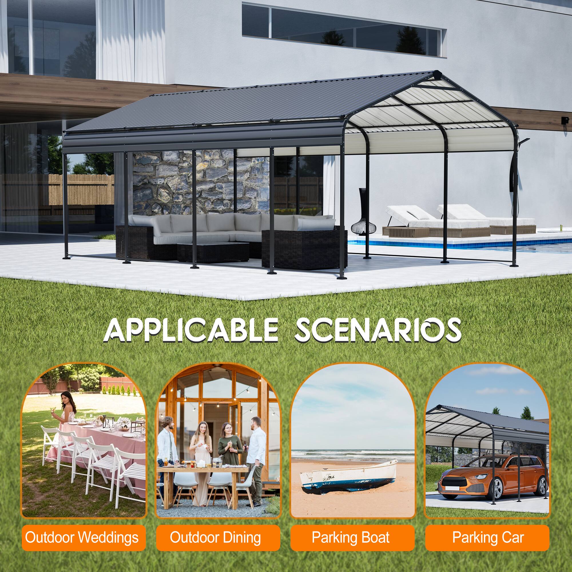 APPLICABLE SCENARIOS

Outdoor Weddings  
Outdoor Dining  
Parking Boat  
Parking Car