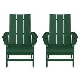 WestinTrends - Ashore Outdoor Patio HDPE Plastic Modern Adirondack Dining Chairs (Set of 2) - Dark Green