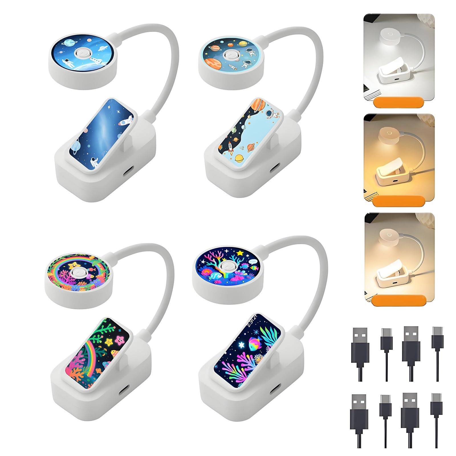 MAGICAL RUBS 4 Pack Rechargeable Cute Book Lights Bulk For Reading In ...