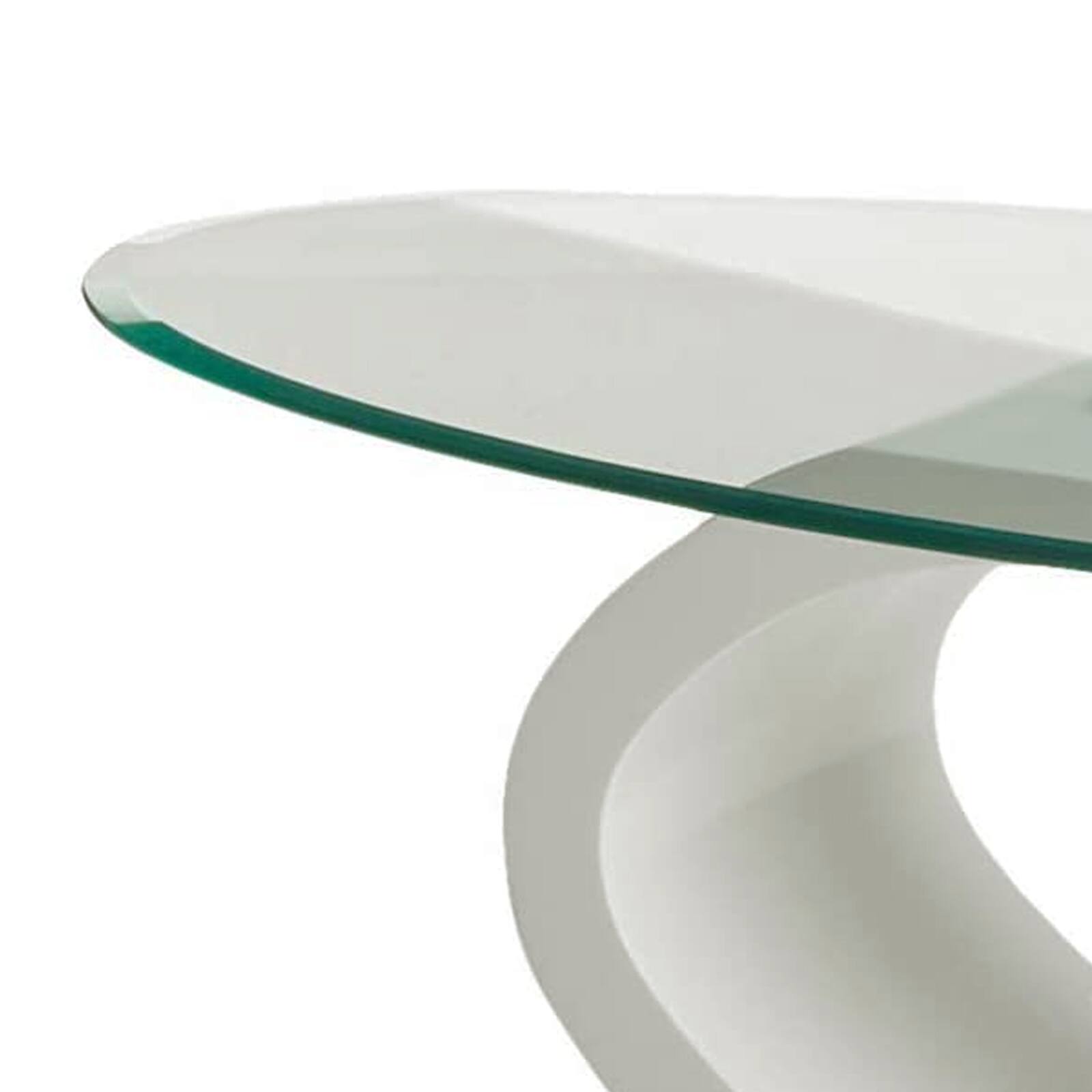 Alt View 1. Manhattan Lane - Contemporary Tempered Glass Top Coffee Table with O Shape Base - White.