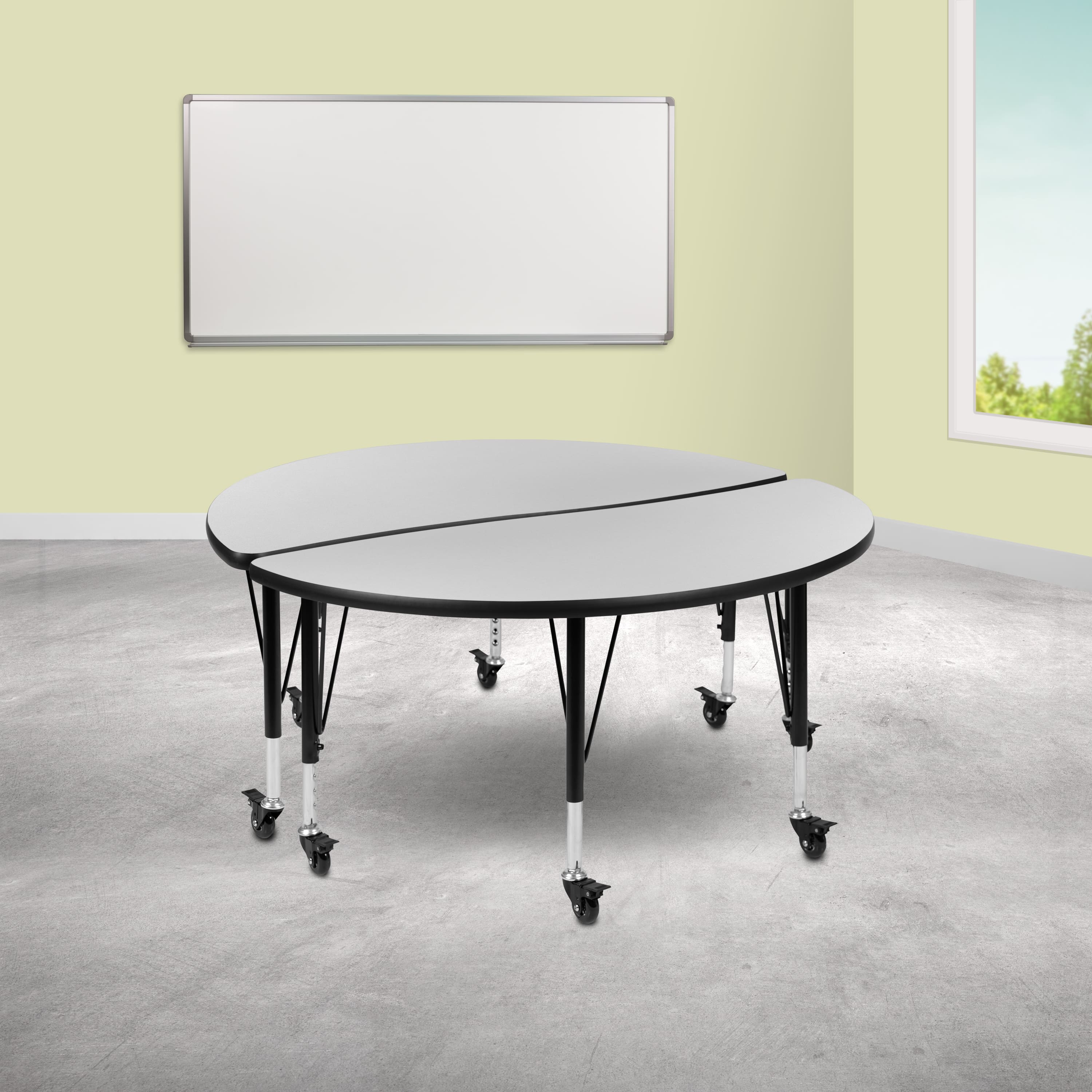 "Emma + Oliver - 2 Piece Mobile 47.5"" Circle Collaborative Grey Kids Activity Table Set - Gray" price history on PriceWatchPro