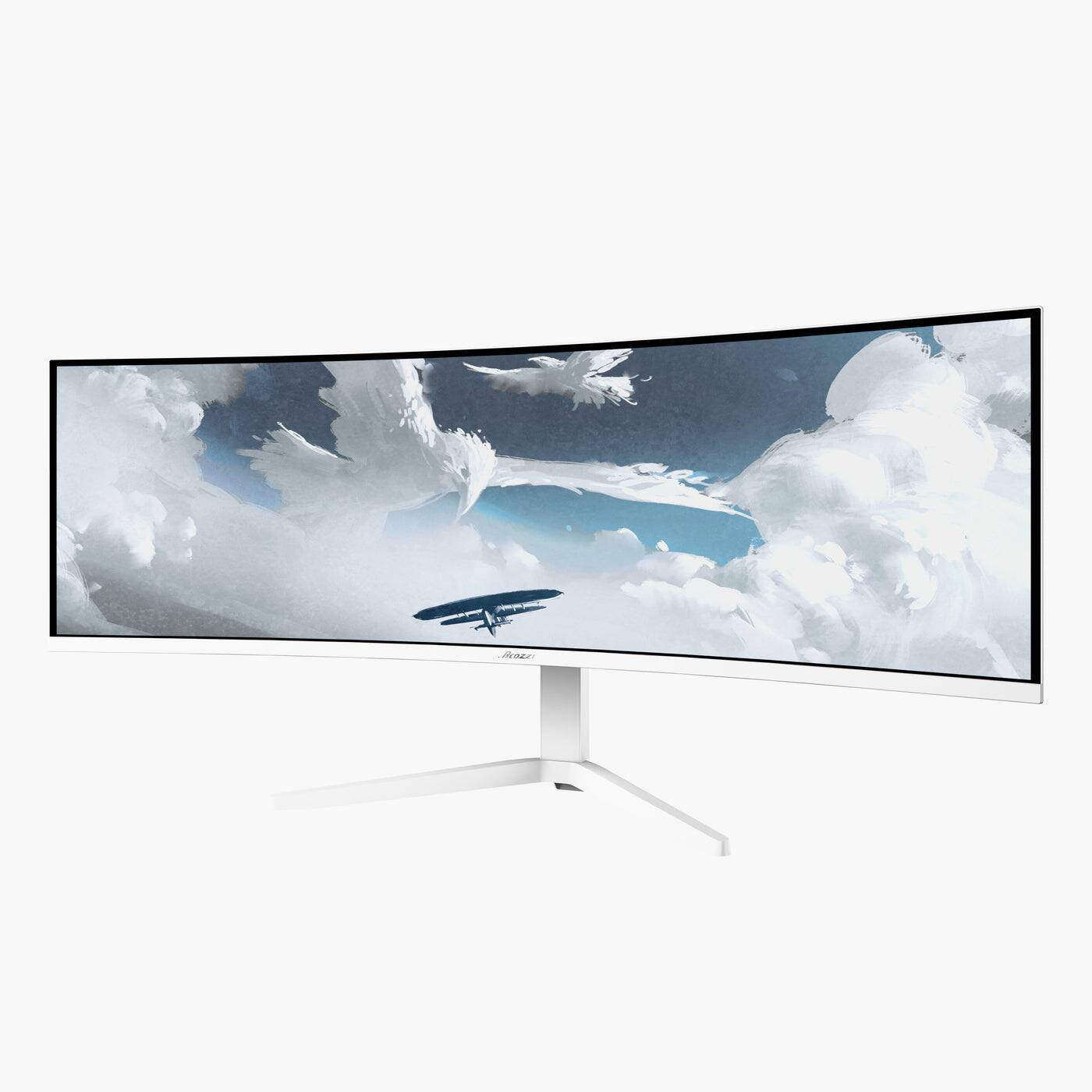 Left. Arozzi - Arozzi Nova 49“ Curved VA 165Hz Ultrawide Gaming Monitor - White - White.