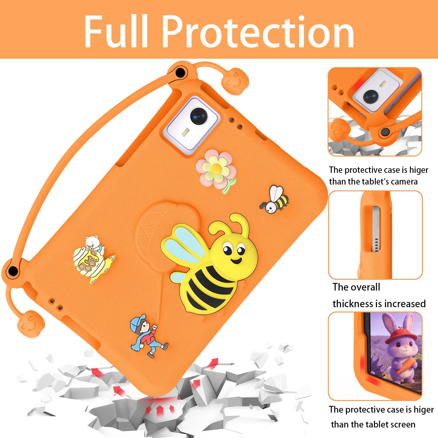 Full Protection

The protective case is higher than the tablet's camera

The overall thickness is increased

The protective case is higher than the tablet screen