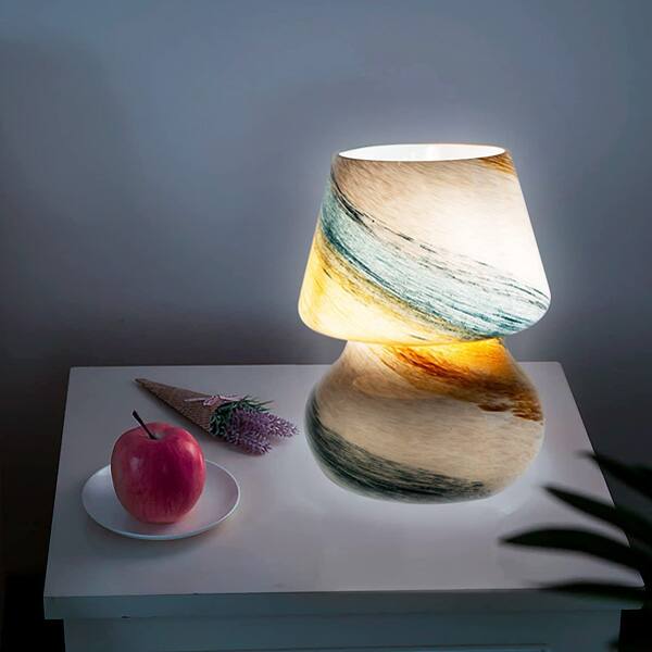 Alt View 1. Crescents Edge - Mushroom-Style Stepless Dimmable Glass Table Lamp - Multi colored.