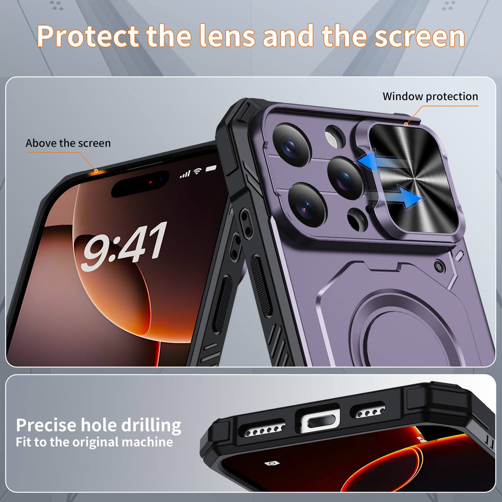 Protect the lens and the screen

Window protection

Above the screen

9:41

Precise hole drilling

Fit to the original machine