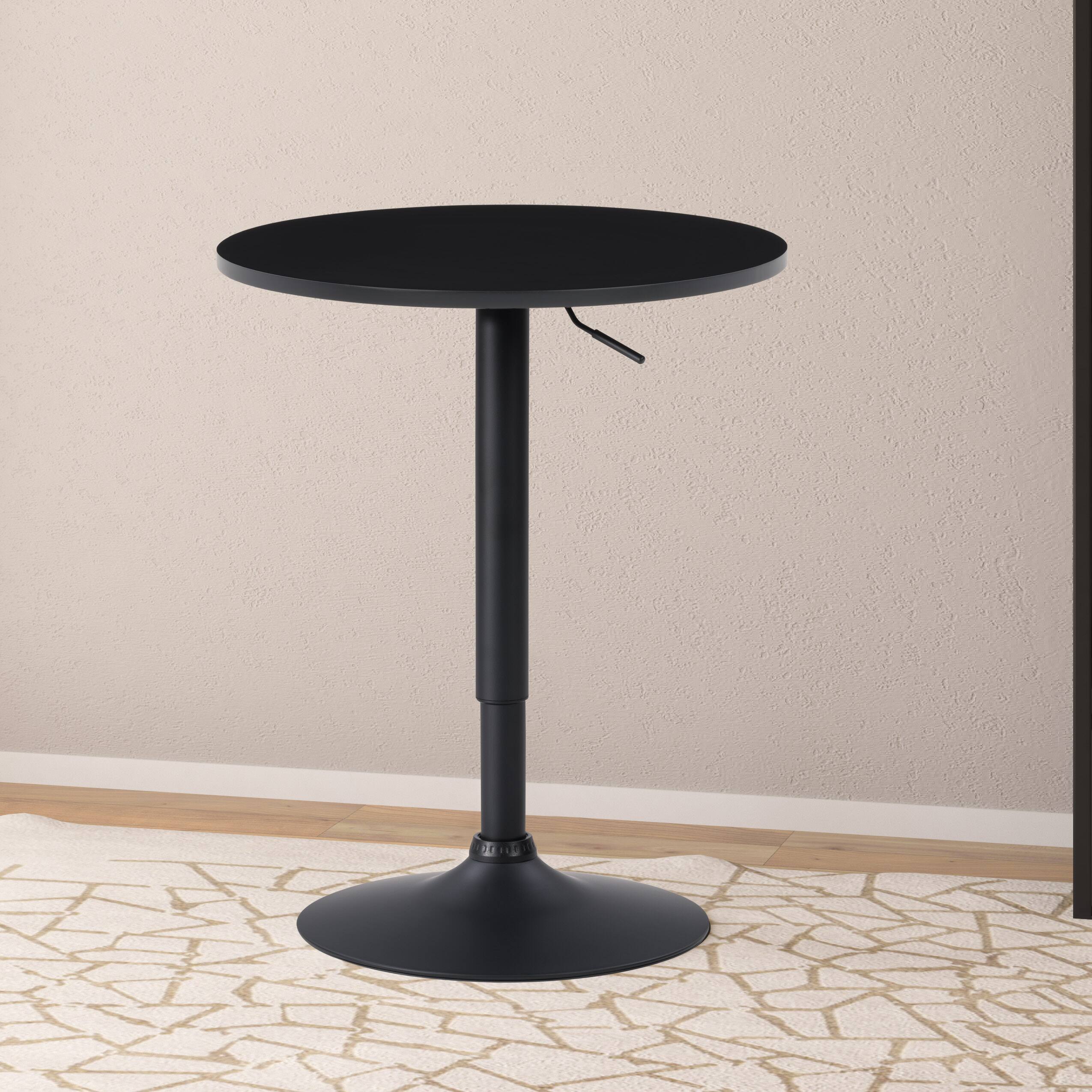 Left. CorLiving - Round Adjustable Pedestal Dining Table - Black.