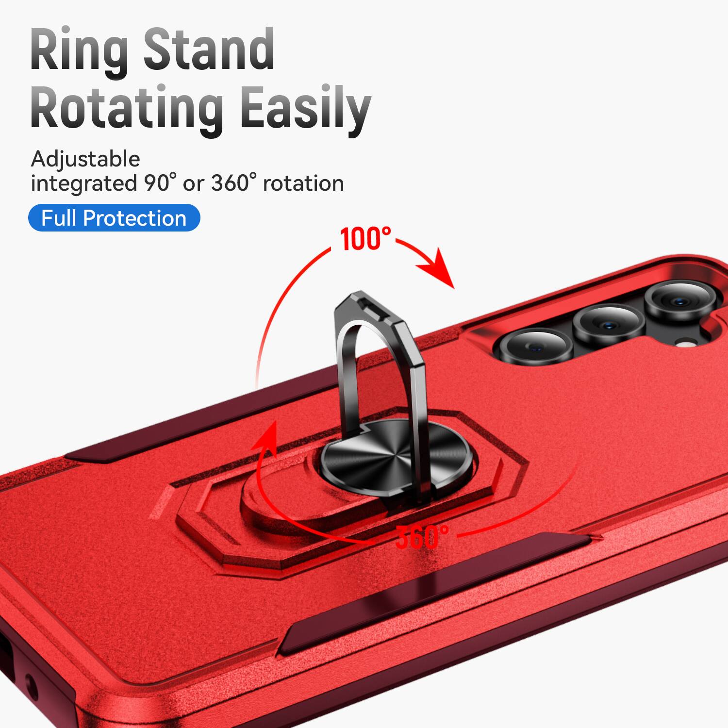 Ring Stand Rotating Easily Adjustable integrated 90° or 360° rotation Full Protection