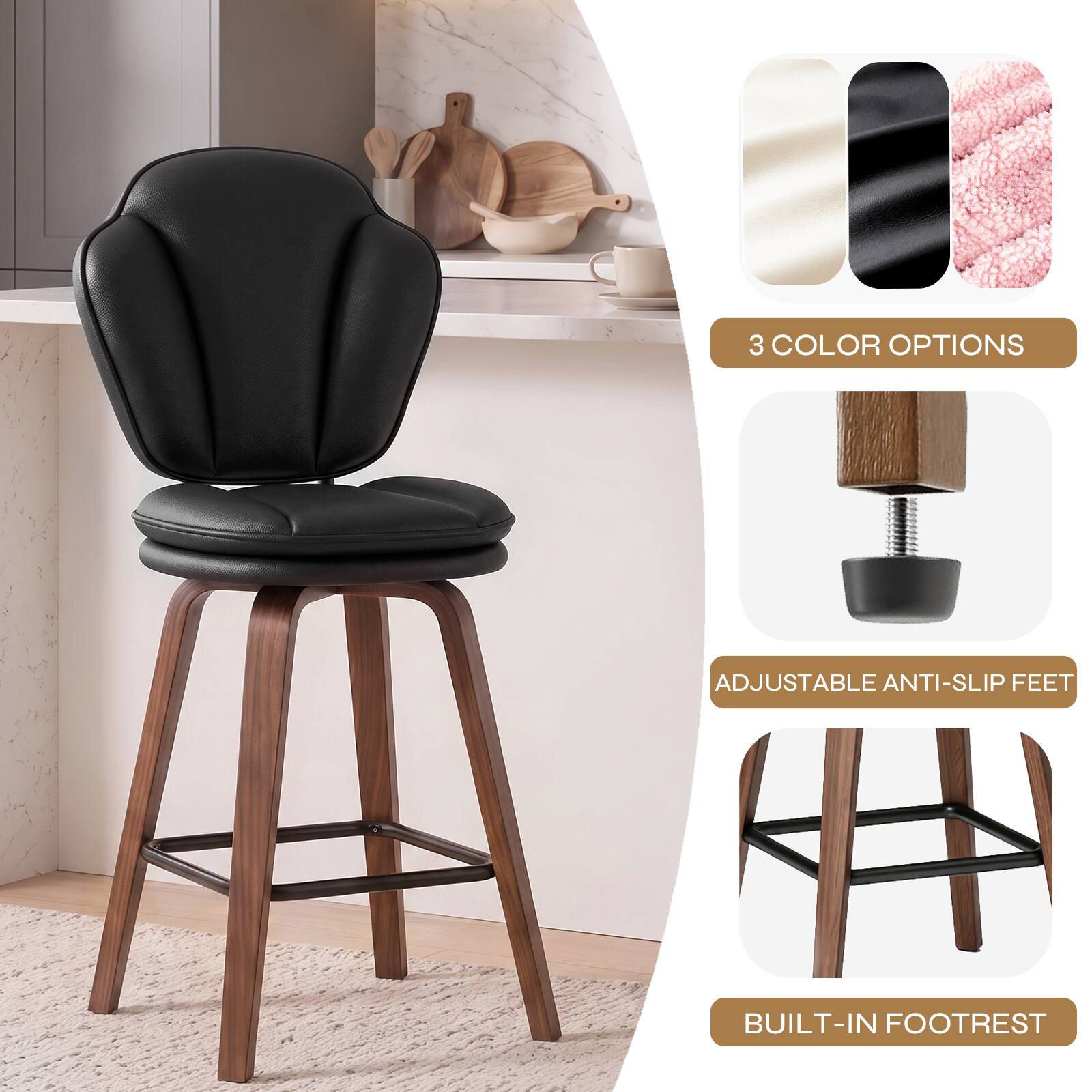 3 COLOR OPTIONS

ADJUSTABLE ANTI-SLIP FEET

BUILT-IN FOOTREST
