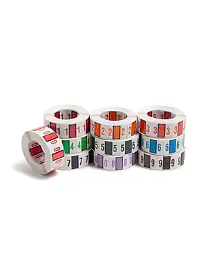 Front. Smead - BCCRN Color Coded Numeric Labels - 0-9, 1.25" x 1", 500/Roll - Assorted.