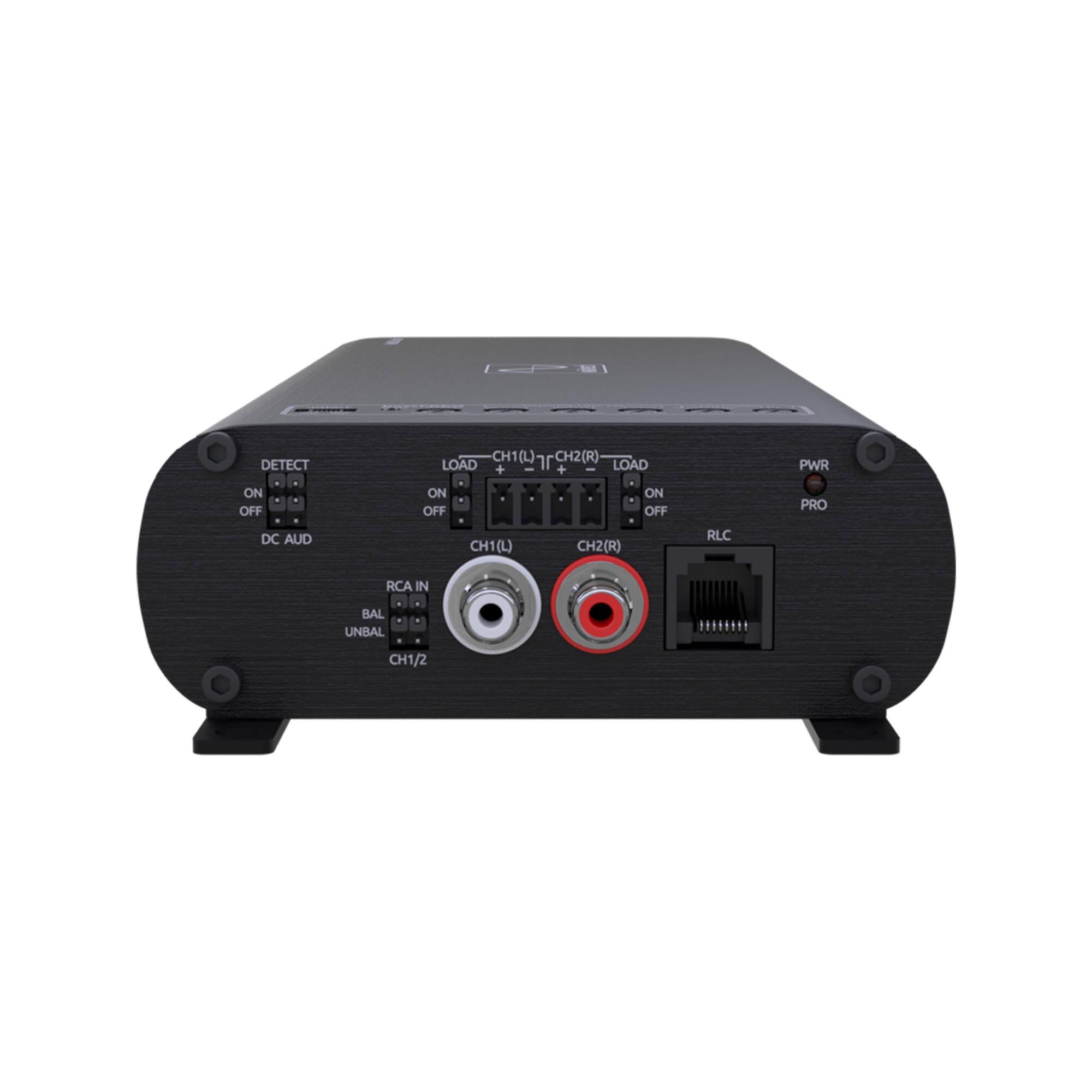 DETECT  
CH1(L) CH2(R)  
LOAD + LOAD O +  
PWR ON OFF ON OFF ON OFF  
PRO DC AUD  
CH1(L) CH2(R)  
RLC RCA IN BAL UNBAL  
CH1/2