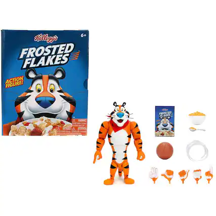 Kellogg's FROSTED FLAKES ACTION FIGURE! 6+ WARNING: CHOKING HAZARD - Small parts. Not for children under 3 years. ADVERTENCIA: PELIGRO DE CONTRALARGO. PARTE PEQUEÑA. NO PARA NIÑOS DE MENOS 3 AÑOS.