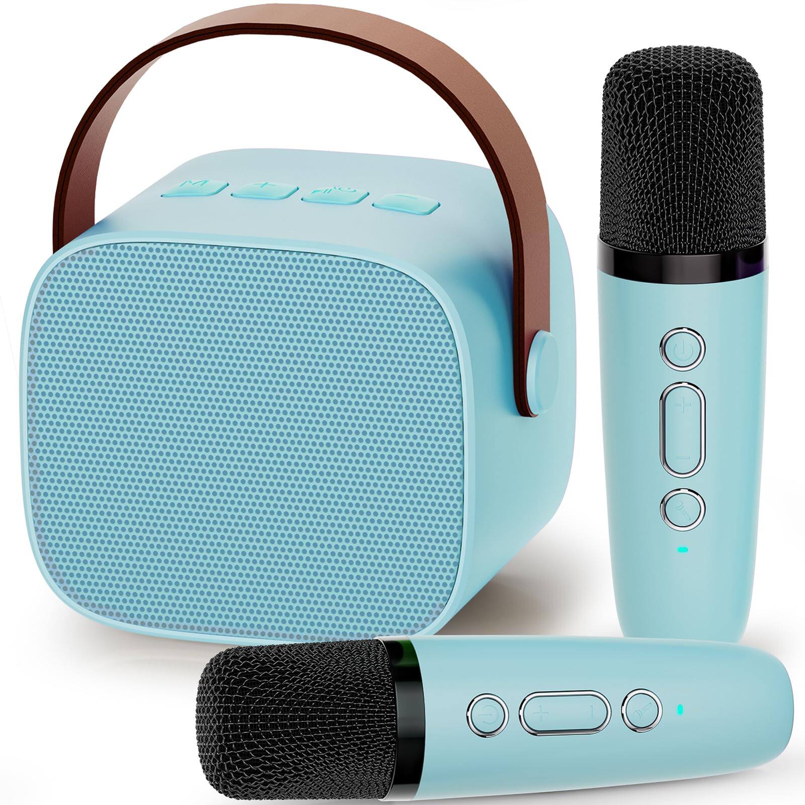 Left. Cozy Serene - Karaoke Machine Popular Birthday Gifts +year Old Mini Wireless Microphones Portable Home Party (blue) Karaoke Machine - 2 Mic Beige.
