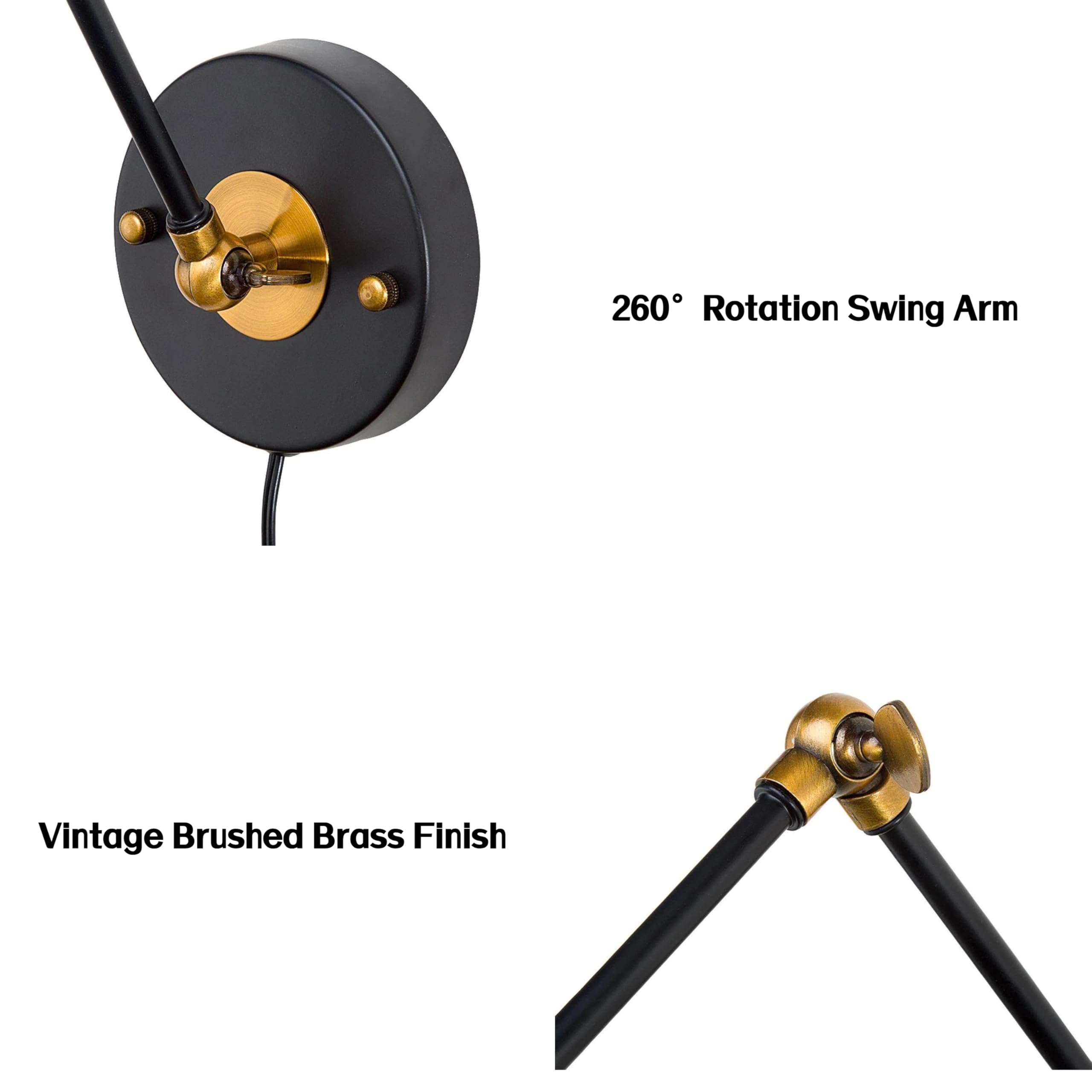 260° Rotation Swing Arm

Vintage Brushed Brass Finish