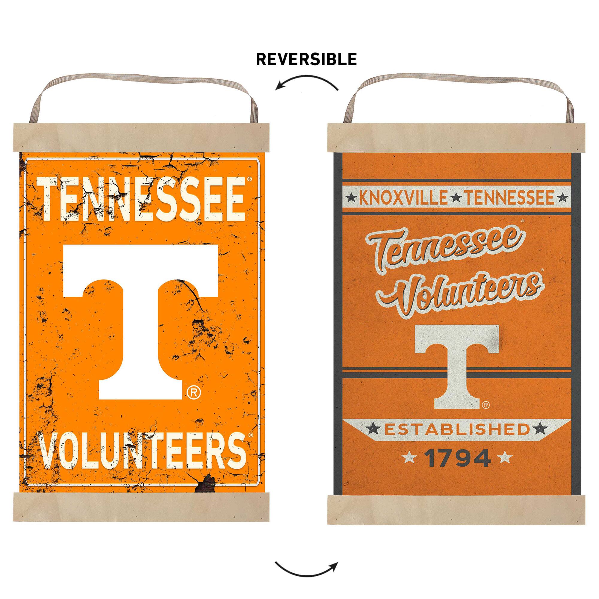 REVERSIBLE  
TENNESSEE  
KNOXVILLE TENNESSEE  
Tennessee Volunteers  
T  
VOLUNTEERS  
ESTABLISHED  
1794