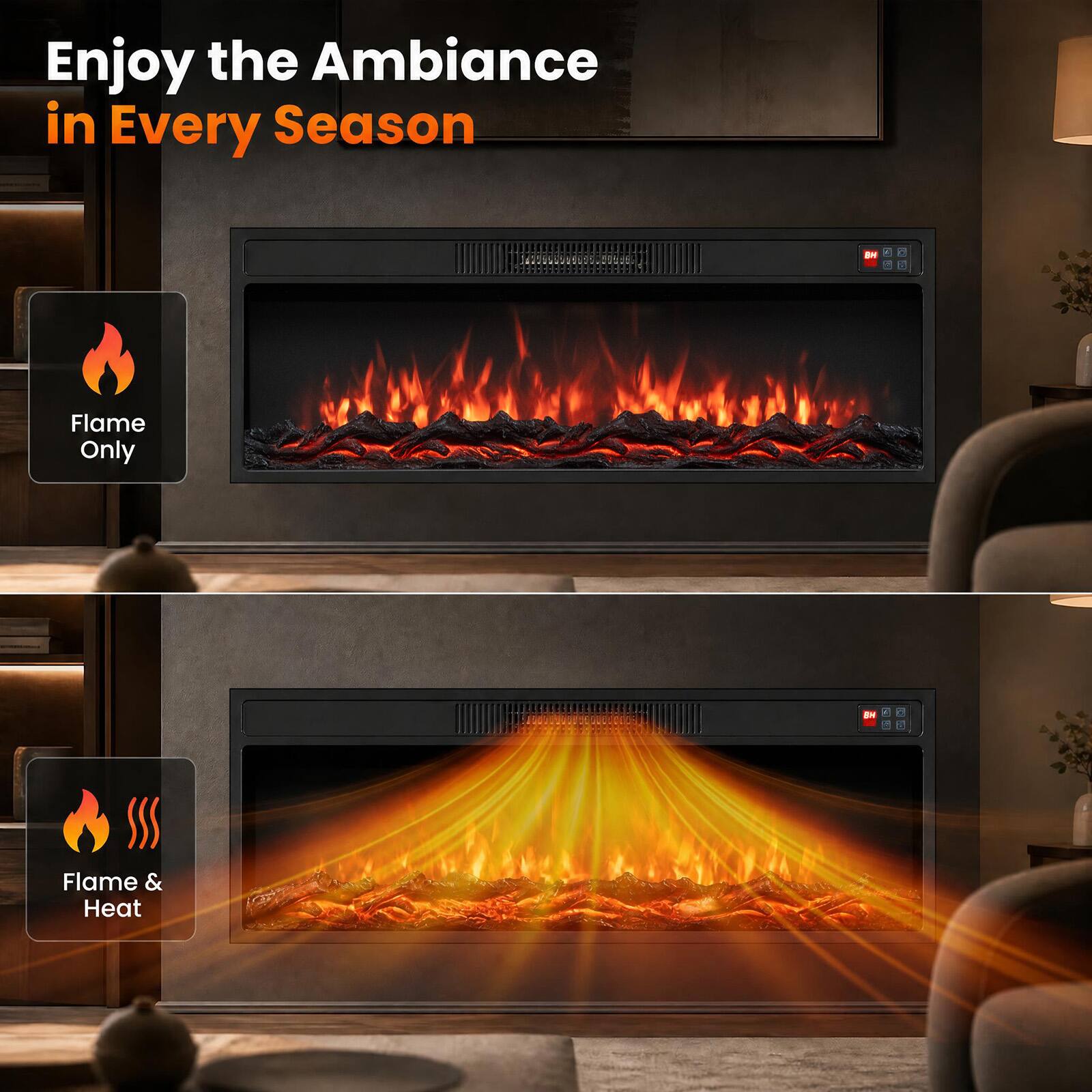 Enjoy the Ambiance in Every Season

Flame Only

Flame & Heat