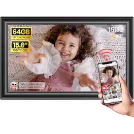 MOSZAR LLC - 64GB 15.6" Frameo WiFi Digital Photo Frame, 1920x1080 IPS Touch Screen, App Sharing