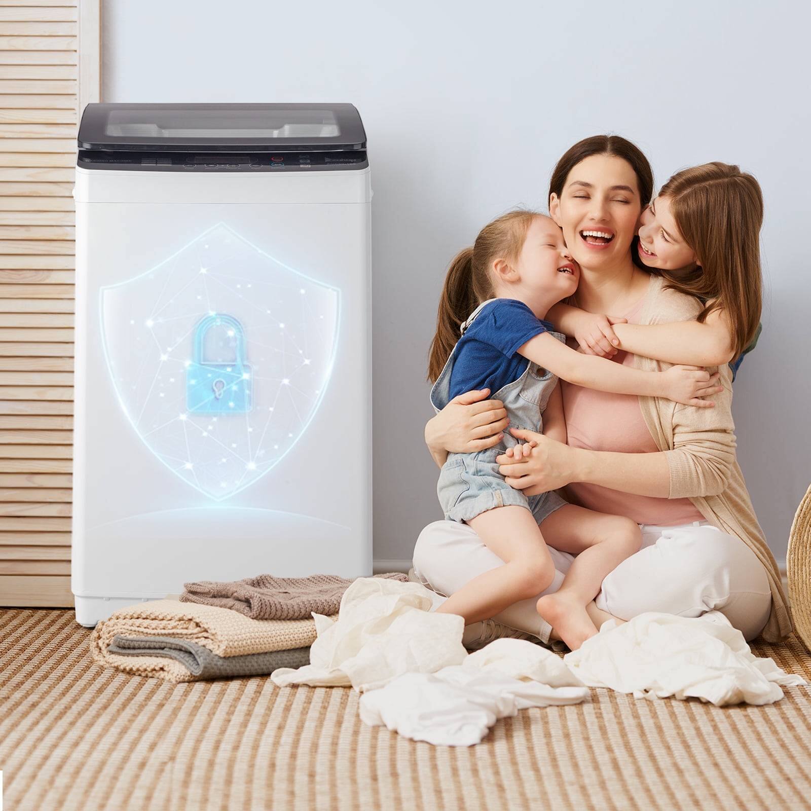 Alt View 4. Winado - 400W 30lbs Full Automatic Washing Machine Clothing Clean Washer Spin 8 Program,5 water levels,Electric Laundry Machine - Light Grey.