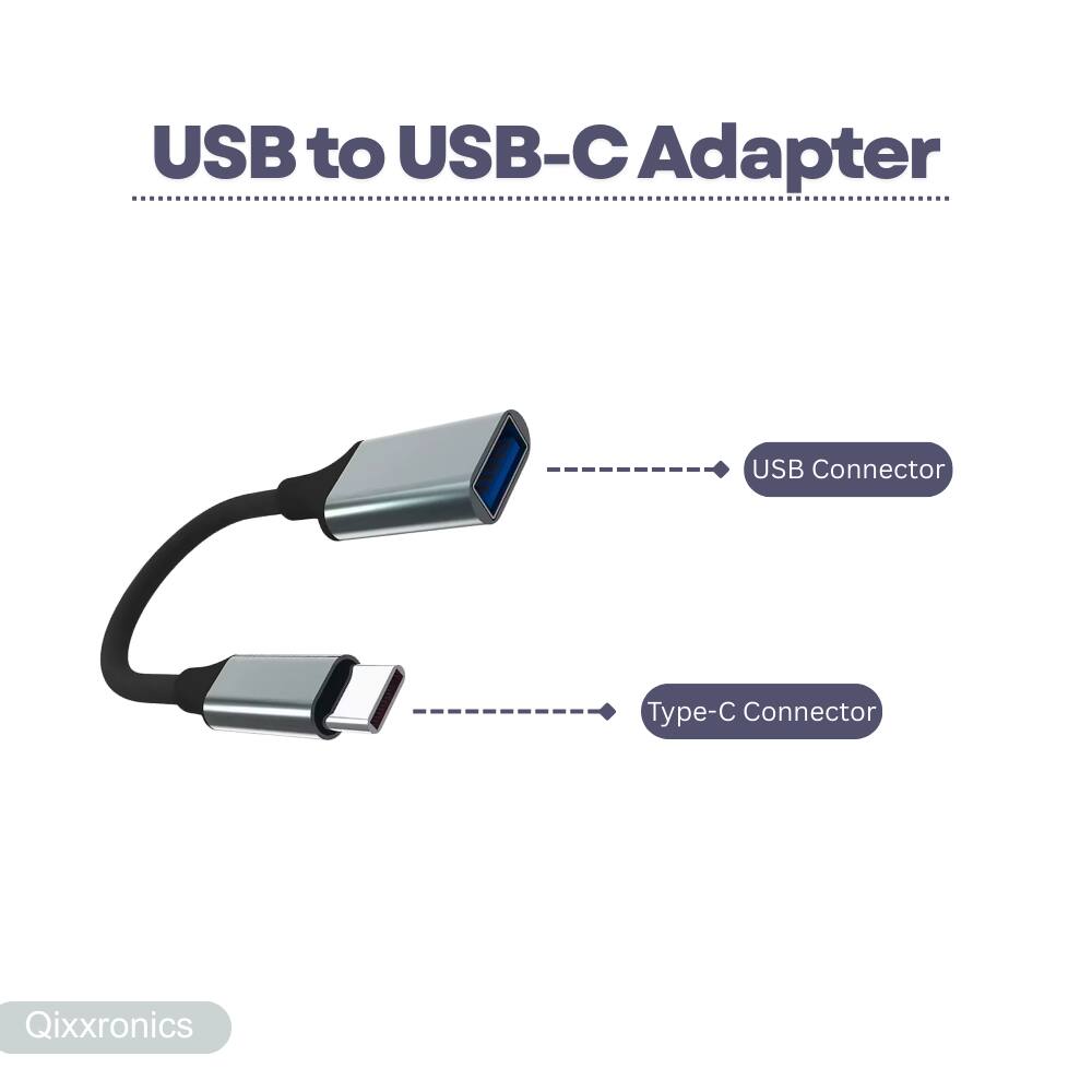 USB to USB-C Adapter  
USB Connector  
Type-C Connector  

Qixxronics