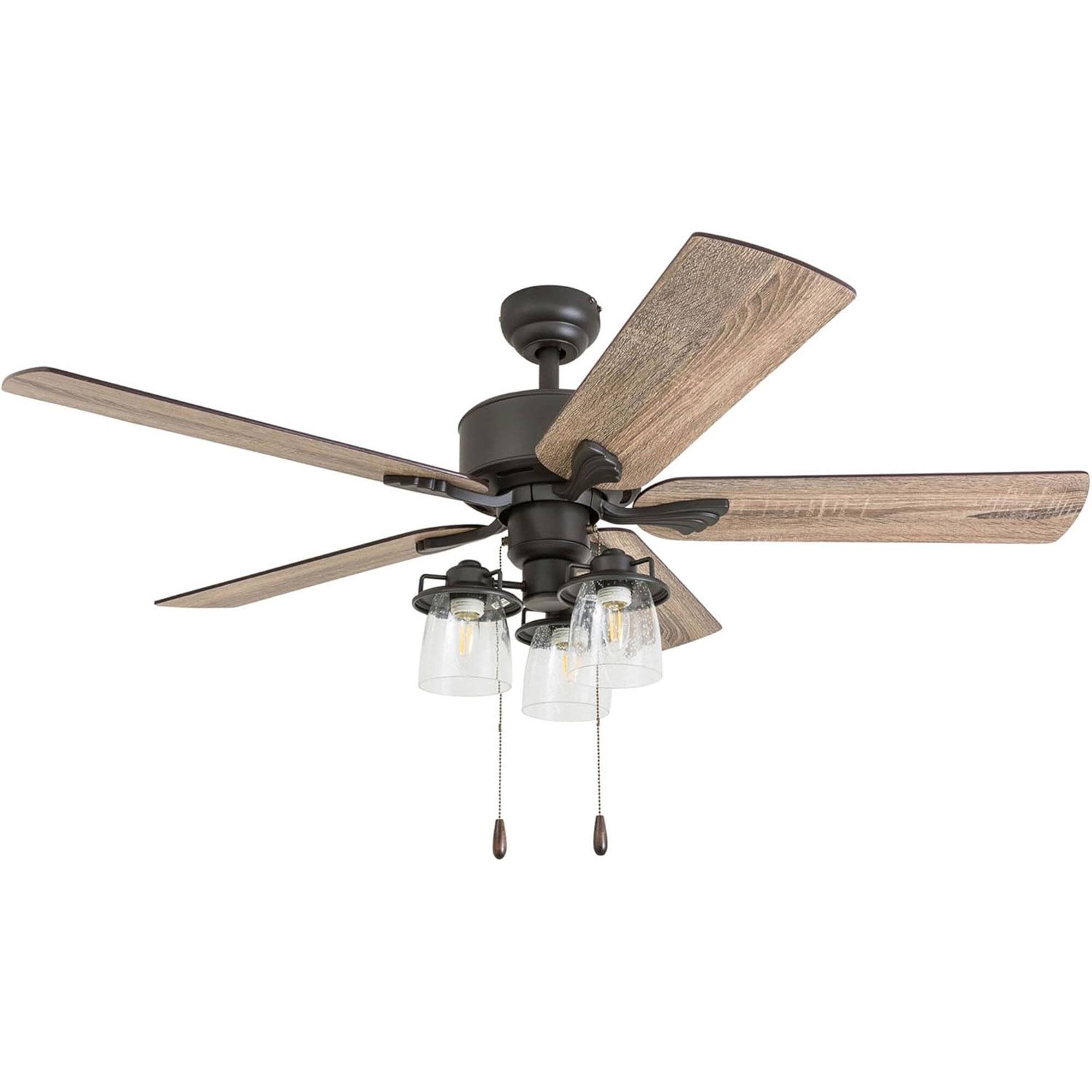 Front. Prominence Home - Prominence Home River Run 52" Farmhouse Ceiling Fan with Pull Chain, Bronze - Bronze.