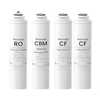 Waterdrop RO
Reverse Osmosis Membrane Filter
Model: WD-RT-450RO
Compatible model: WD RE34-WCA WMA WAD
Filter life time up to 24 months
1. Press and hold the reset button for 5 seconds
2. Turn on the faucet to flush for 30 minutes
REMOVE
INSTALL
Waterdrop CBM
Activated Carbon Filter Mineral
Model: WD-RT-CBM
Compatible model: WD RE34-WCA WMA
Filter life time up to 12 months
1. Press and hold the reset button for 5 seconds
2. Turn on the faucet to flush for 15 minutes
REMOVE
INSTALL
Waterdrop CF
Pre-sediment and Carbon Block Filter
Model: WD-RT-CF
Compatible model: WD RE34-WCA WMA
Filter life time up to 6 months
1. Press and hold the reset button for 5 seconds
2. Turn on the faucet to flush for 15 minutes
REMOVE
INSTALL
Waterdrop CF
Pre-sediment and Carbon Block Filter
Model: WD-RT-CF
Compatible model: WD RE34-WCA WMA
Filter