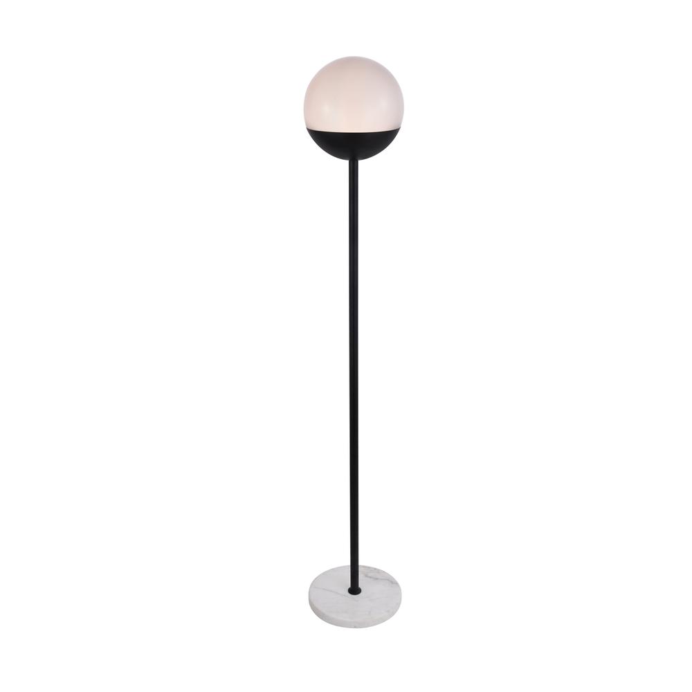 Alt View 1. Living District - Eclipse 1 Light Black Floor Lamp With Frosted White Glass - Black And Frosted White.