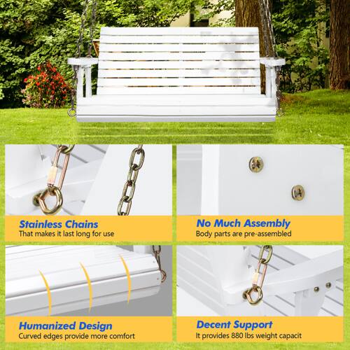 Stainless Chains That makes it last long for use  
No Much Assembly  
Body parts are pre-assembled  
Humanized Design  
Curved edges provide more comfort  
Decent Support  
It provides 880 lbs weight capacity