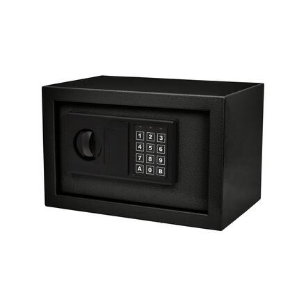 Front. Stalwart - Digital Steel Safe Box with Keypad - Black.