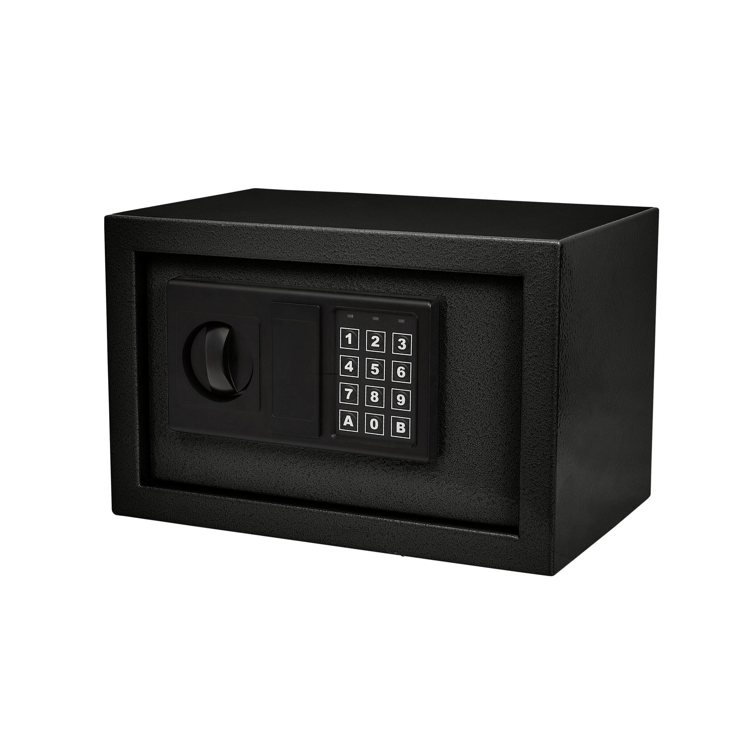 Front. Stalwart - Digital Steel Safe Box with Keypad - Black.