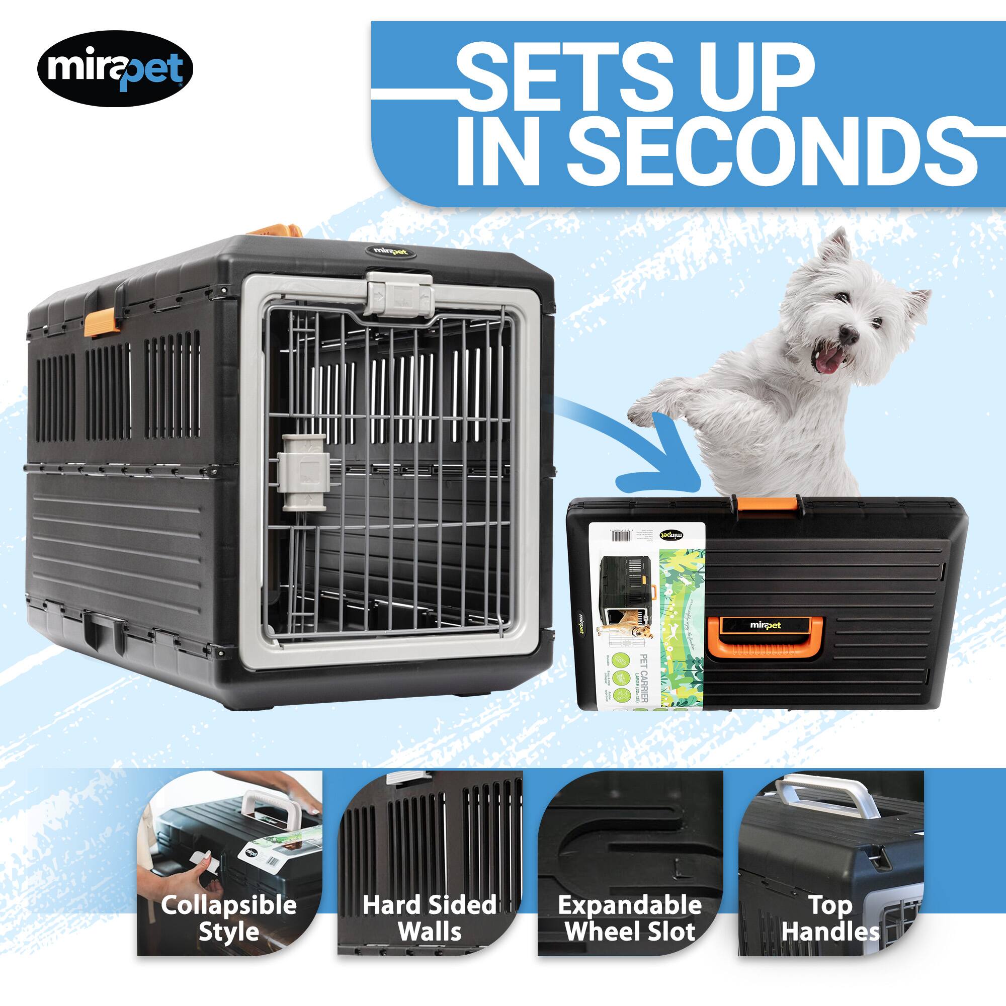 mirapet SETS UP IN SECONDS -iternt  mirgaet I - CARRIER Collapsible Style Hard Sided Expandable Walls Wheel Slot Top Handles