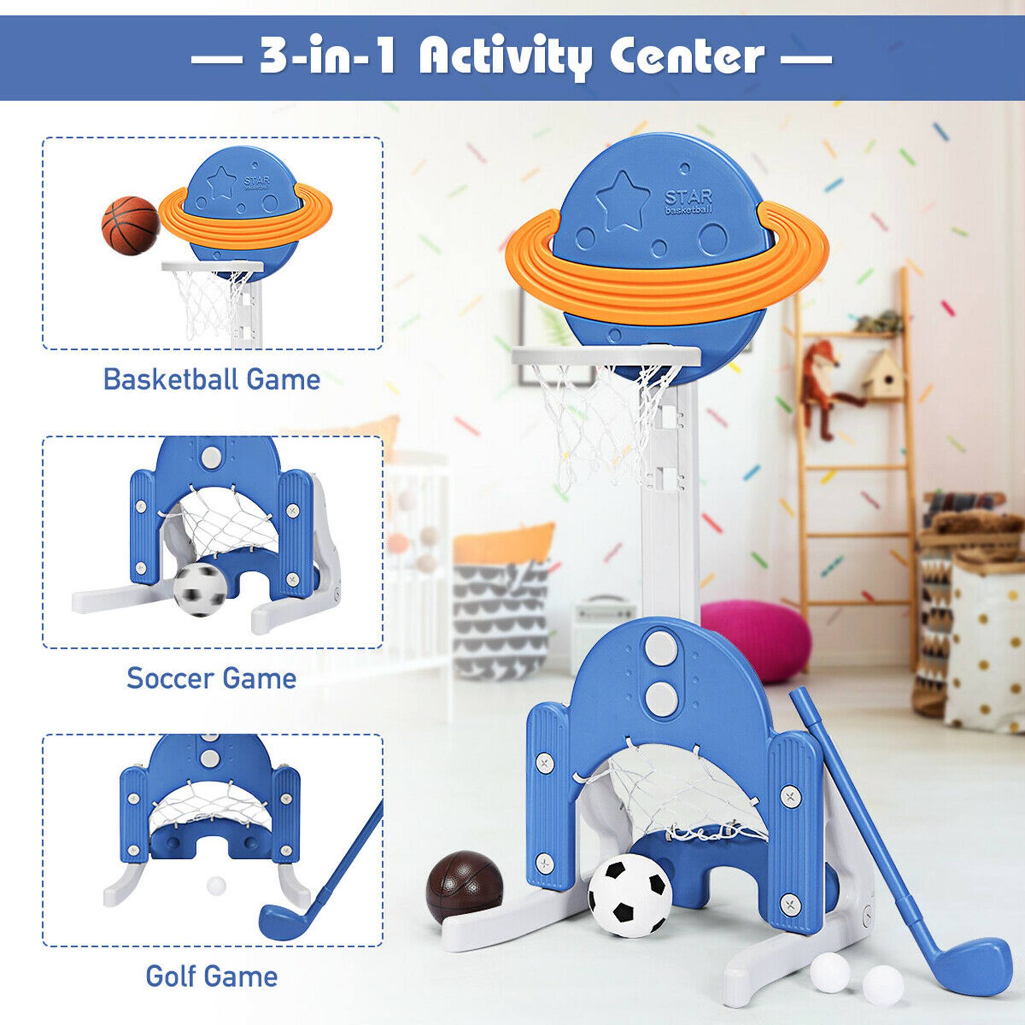 3-in-1 Activity Center

Basketball Game
Soccer Game
Golf Game