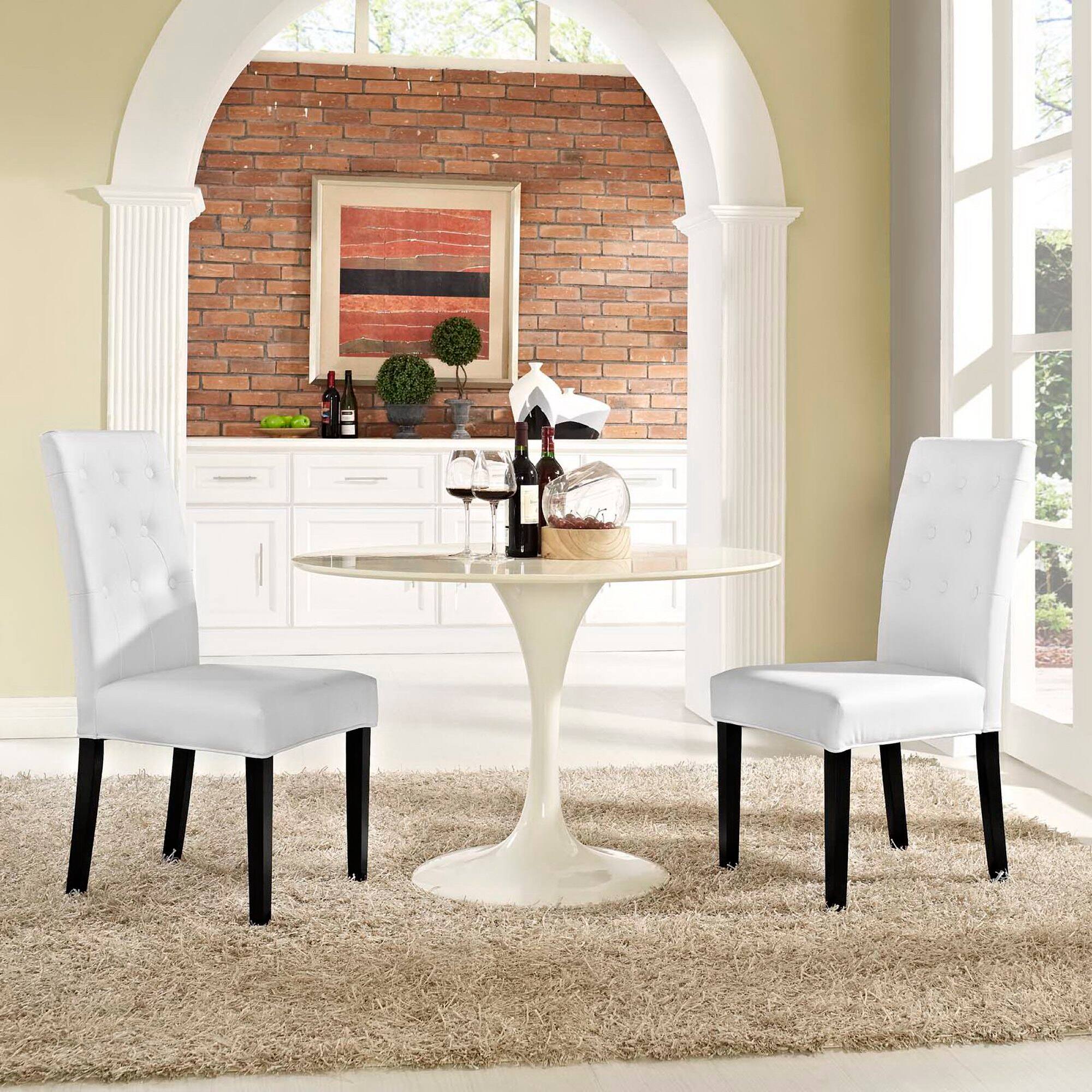 Alt View 1. Modway - Confer Vinyl Dining Side Chair Set of 2 by Modway - White.