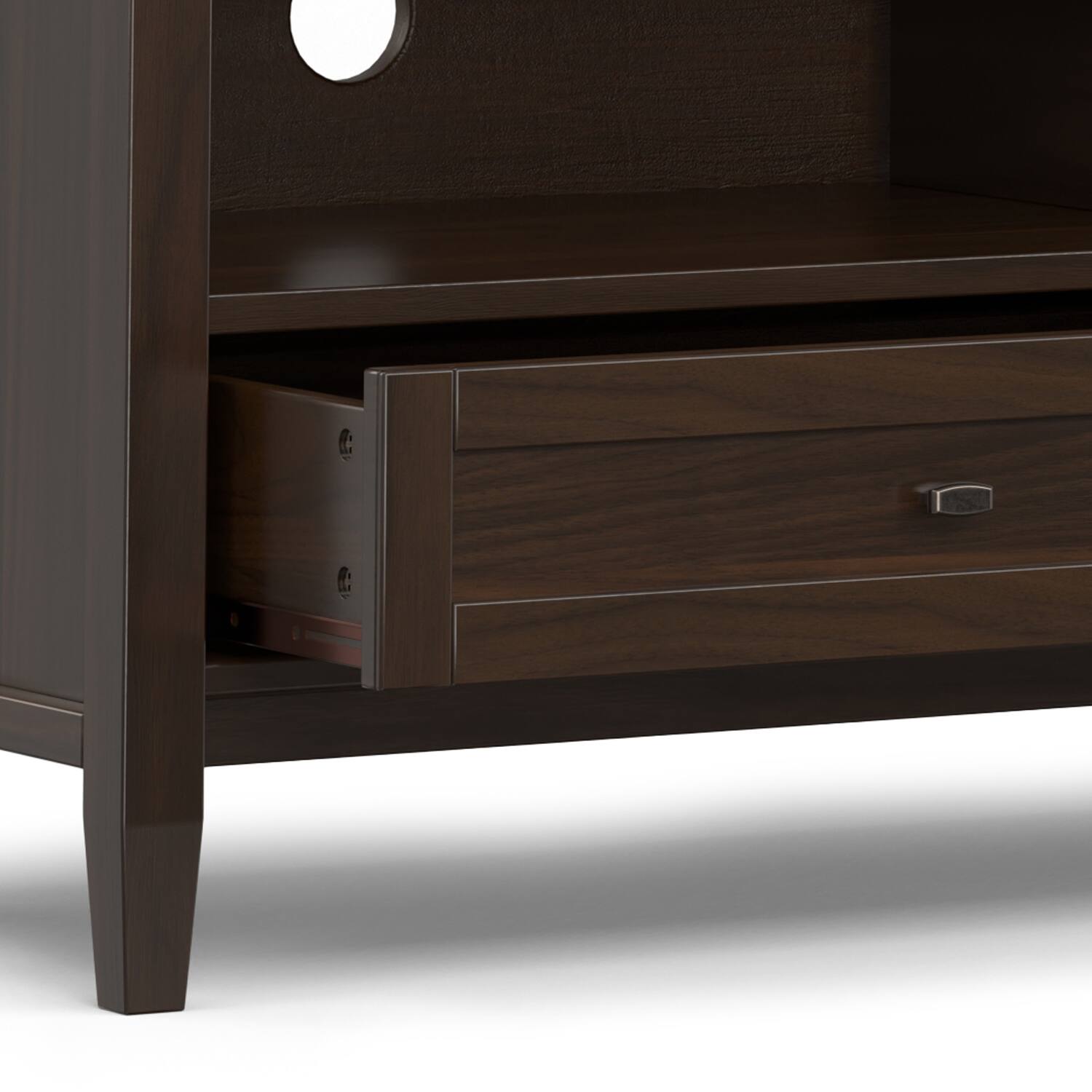 Alt View 6. Simpli Home - Warm Shaker SOLID WOOD 72 inch Low TV Media Stand in Tobacco Brown For TVs up to 80 inches - Tobacco Brown.