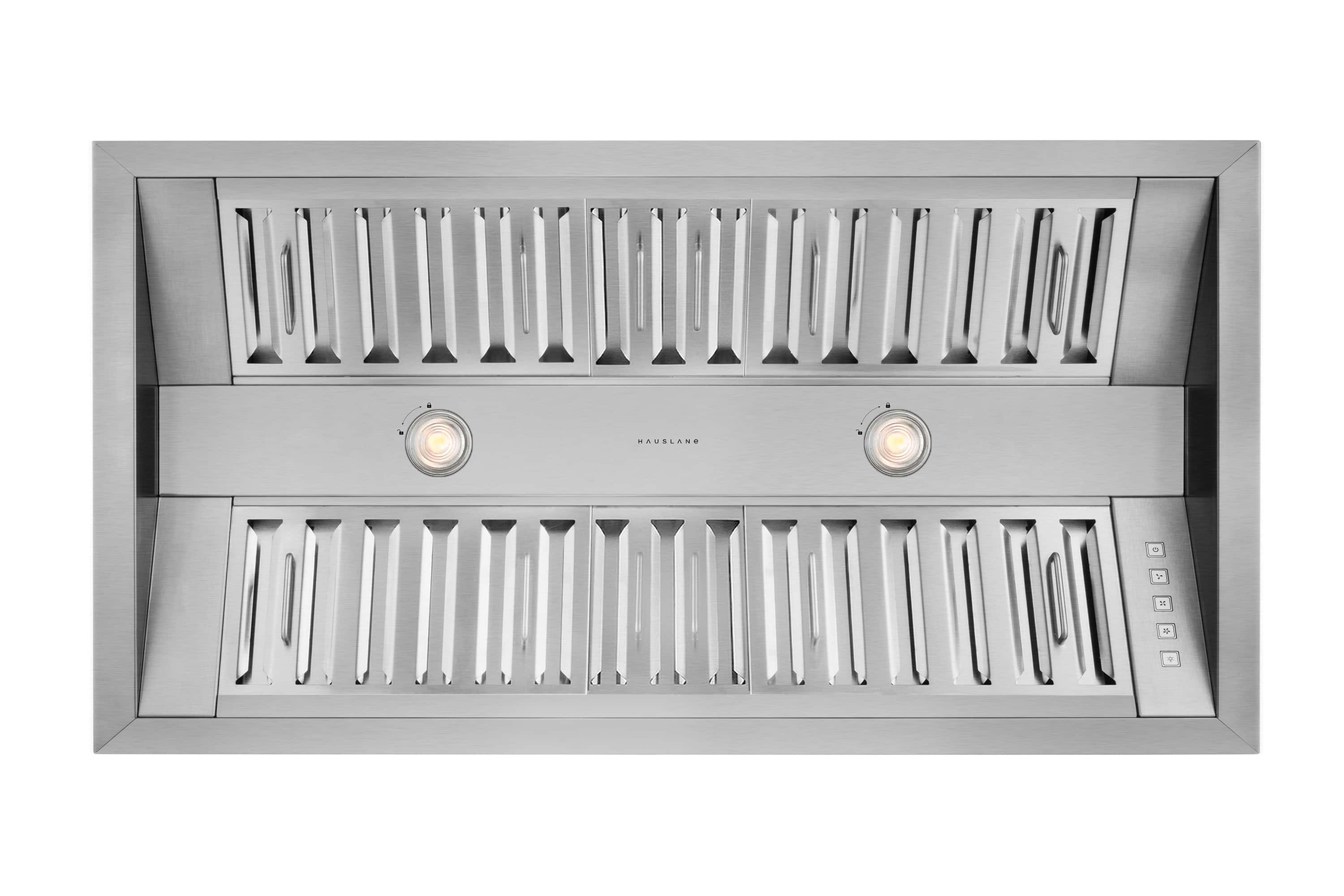 Front. Hauslane - Hauslane Pro-Style 40” IN-R300 Built-In Range Hood, 21” Deep - Silver.